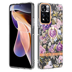 Coque Silicone Motif Fantaisie Souple Couleur Unie Etui Housse avec Support Bague Anneau Y06B pour Xiaomi Poco X4 NFC Violet Clair