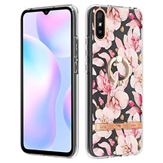 Coque Silicone Motif Fantaisie Souple Couleur Unie Etui Housse avec Support Bague Anneau Y06B pour Xiaomi Redmi 9AT Rose