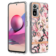 Coque Silicone Motif Fantaisie Souple Couleur Unie Etui Housse avec Support Bague Anneau Y06B pour Xiaomi Redmi Note 10 4G Rose