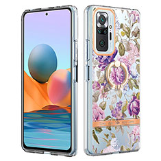 Coque Silicone Motif Fantaisie Souple Couleur Unie Etui Housse avec Support Bague Anneau Y06B pour Xiaomi Redmi Note 10 Pro 4G Violet Clair