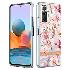 Coque Silicone Motif Fantaisie Souple Couleur Unie Etui Housse avec Support Bague Anneau Y06B pour Xiaomi Redmi Note 10 Pro Max Rose