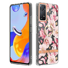 Coque Silicone Motif Fantaisie Souple Couleur Unie Etui Housse avec Support Bague Anneau Y06B pour Xiaomi Redmi Note 11 Pro 4G Rose