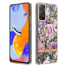 Coque Silicone Motif Fantaisie Souple Couleur Unie Etui Housse avec Support Bague Anneau Y06B pour Xiaomi Redmi Note 11 Pro 4G Violet Clair