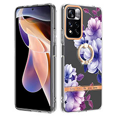 Coque Silicone Motif Fantaisie Souple Couleur Unie Etui Housse avec Support Bague Anneau Y06B pour Xiaomi Redmi Note 11 Pro+ Plus 5G Violet