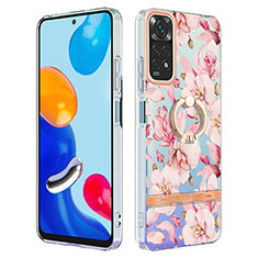 Coque Silicone Motif Fantaisie Souple Couleur Unie Etui Housse avec Support Bague Anneau Y06B pour Xiaomi Redmi Note 11S 4G Rose