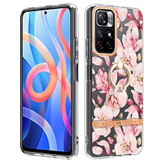 Coque Silicone Motif Fantaisie Souple Couleur Unie Etui Housse avec Support Bague Anneau Y06B pour Xiaomi Redmi Note 11S 5G Rose