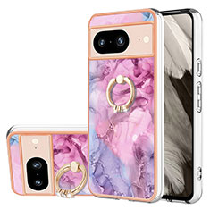 Coque Silicone Motif Fantaisie Souple Couleur Unie Etui Housse avec Support Bague Anneau YB1 pour Google Pixel 8 5G Rose