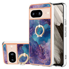 Coque Silicone Motif Fantaisie Souple Couleur Unie Etui Housse avec Support Bague Anneau YB1 pour Google Pixel 8 5G Violet