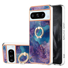 Coque Silicone Motif Fantaisie Souple Couleur Unie Etui Housse avec Support Bague Anneau YB1 pour Google Pixel 8 Pro 5G Violet