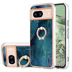 Coque Silicone Motif Fantaisie Souple Couleur Unie Etui Housse avec Support Bague Anneau YB1 pour Google Pixel 8a 5G Vert