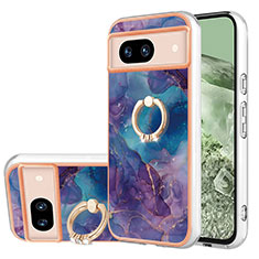 Coque Silicone Motif Fantaisie Souple Couleur Unie Etui Housse avec Support Bague Anneau YB1 pour Google Pixel 8a 5G Violet