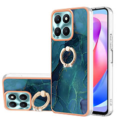 Coque Silicone Motif Fantaisie Souple Couleur Unie Etui Housse avec Support Bague Anneau YB1 pour Huawei Honor X6a Vert