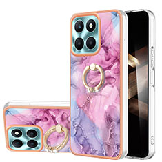 Coque Silicone Motif Fantaisie Souple Couleur Unie Etui Housse avec Support Bague Anneau YB1 pour Huawei Honor X8b Rose