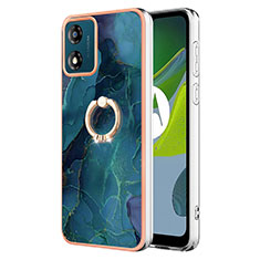 Coque Silicone Motif Fantaisie Souple Couleur Unie Etui Housse avec Support Bague Anneau YB1 pour Motorola Moto E13 Vert