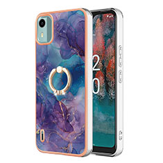 Coque Silicone Motif Fantaisie Souple Couleur Unie Etui Housse avec Support Bague Anneau YB1 pour Nokia C12 Pro Violet