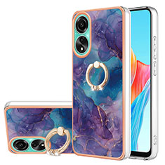 Coque Silicone Motif Fantaisie Souple Couleur Unie Etui Housse avec Support Bague Anneau YB1 pour Oppo A78 4G Violet