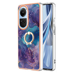 Coque Silicone Motif Fantaisie Souple Couleur Unie Etui Housse avec Support Bague Anneau YB1 pour Oppo Reno10 Pro 5G Violet