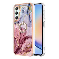 Coque Silicone Motif Fantaisie Souple Couleur Unie Etui Housse avec Support Bague Anneau YB1 pour Samsung Galaxy A24 4G Mixte