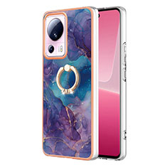 Coque Silicone Motif Fantaisie Souple Couleur Unie Etui Housse avec Support Bague Anneau YB1 pour Xiaomi Civi 2 5G Violet