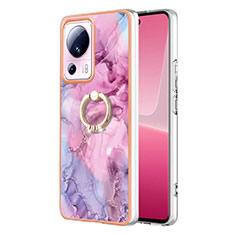 Coque Silicone Motif Fantaisie Souple Couleur Unie Etui Housse avec Support Bague Anneau YB1 pour Xiaomi Civi 2 5G Violet Clair