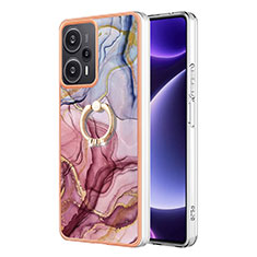 Coque Silicone Motif Fantaisie Souple Couleur Unie Etui Housse avec Support Bague Anneau YB1 pour Xiaomi Poco F5 5G Mixte