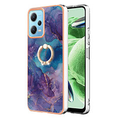 Coque Silicone Motif Fantaisie Souple Couleur Unie Etui Housse avec Support Bague Anneau YB1 pour Xiaomi Poco X5 5G Violet