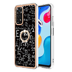 Coque Silicone Motif Fantaisie Souple Couleur Unie Etui Housse avec Support Bague Anneau YB1 pour Xiaomi Redmi Note 11 4G (2022) Noir