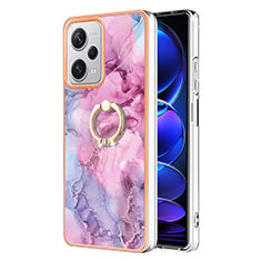 Coque Silicone Motif Fantaisie Souple Couleur Unie Etui Housse avec Support Bague Anneau YB1 pour Xiaomi Redmi Note 12 Explorer Violet Clair