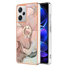 Coque Silicone Motif Fantaisie Souple Couleur Unie Etui Housse avec Support Bague Anneau YB1 pour Xiaomi Redmi Note 12 Pro+ Plus 5G Rose