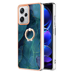 Coque Silicone Motif Fantaisie Souple Couleur Unie Etui Housse avec Support Bague Anneau YB1 pour Xiaomi Redmi Note 12 Pro+ Plus 5G Vert