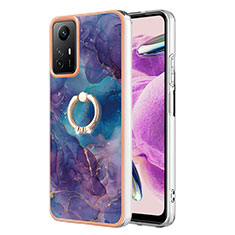 Coque Silicone Motif Fantaisie Souple Couleur Unie Etui Housse avec Support Bague Anneau YB1 pour Xiaomi Redmi Note 12S Violet