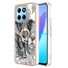 Coque Silicone Motif Fantaisie Souple Couleur Unie Etui Housse avec Support Bague Anneau YB2 pour Huawei Honor 70 Lite 5G Gris