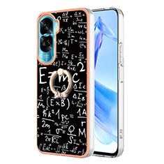 Coque Silicone Motif Fantaisie Souple Couleur Unie Etui Housse avec Support Bague Anneau YB2 pour Huawei Honor 90 Lite 5G Noir