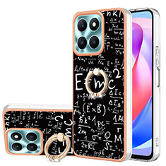 Coque Silicone Motif Fantaisie Souple Couleur Unie Etui Housse avec Support Bague Anneau YB2 pour Huawei Honor X6a Noir