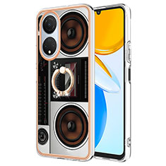 Coque Silicone Motif Fantaisie Souple Couleur Unie Etui Housse avec Support Bague Anneau YB2 pour Huawei Honor X7 Colorful