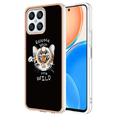 Coque Silicone Motif Fantaisie Souple Couleur Unie Etui Housse avec Support Bague Anneau YB2 pour Huawei Honor X8 4G Mixte