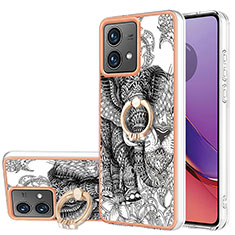 Coque Silicone Motif Fantaisie Souple Couleur Unie Etui Housse avec Support Bague Anneau YB2 pour Motorola Moto G84 5G Gris