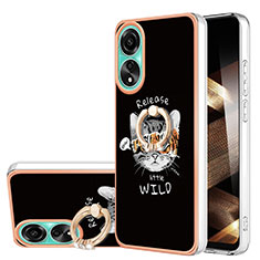 Coque Silicone Motif Fantaisie Souple Couleur Unie Etui Housse avec Support Bague Anneau YB2 pour Oppo A78 4G Mixte