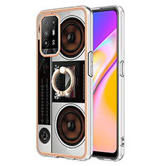 Coque Silicone Motif Fantaisie Souple Couleur Unie Etui Housse avec Support Bague Anneau YB2 pour Oppo A95 5G Colorful