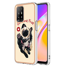 Coque Silicone Motif Fantaisie Souple Couleur Unie Etui Housse avec Support Bague Anneau YB2 pour Oppo A95 5G Kaki