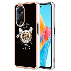 Coque Silicone Motif Fantaisie Souple Couleur Unie Etui Housse avec Support Bague Anneau YB2 pour Oppo A98 5G Mixte