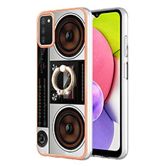 Coque Silicone Motif Fantaisie Souple Couleur Unie Etui Housse avec Support Bague Anneau YB2 pour Samsung Galaxy A03s Colorful