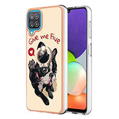 Coque Silicone Motif Fantaisie Souple Couleur Unie Etui Housse avec Support Bague Anneau YB2 pour Samsung Galaxy A12 5G Kaki