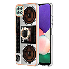 Coque Silicone Motif Fantaisie Souple Couleur Unie Etui Housse avec Support Bague Anneau YB2 pour Samsung Galaxy A22 5G Colorful