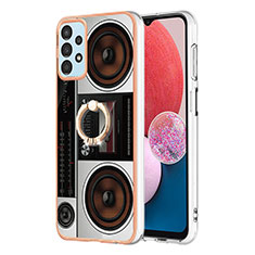 Coque Silicone Motif Fantaisie Souple Couleur Unie Etui Housse avec Support Bague Anneau YB2 pour Samsung Galaxy A23 4G Colorful