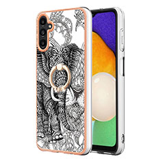 Coque Silicone Motif Fantaisie Souple Couleur Unie Etui Housse avec Support Bague Anneau YB2 pour Samsung Galaxy A34 5G Gris