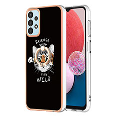 Coque Silicone Motif Fantaisie Souple Couleur Unie Etui Housse avec Support Bague Anneau YB2 pour Samsung Galaxy A52s 5G Noir