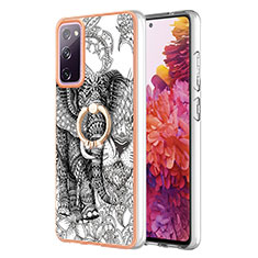 Coque Silicone Motif Fantaisie Souple Couleur Unie Etui Housse avec Support Bague Anneau YB2 pour Samsung Galaxy S20 FE 5G Gris