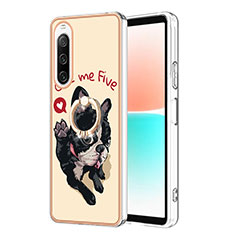 Coque Silicone Motif Fantaisie Souple Couleur Unie Etui Housse avec Support Bague Anneau YB2 pour Sony Xperia 10 IV Kaki