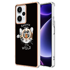 Coque Silicone Motif Fantaisie Souple Couleur Unie Etui Housse avec Support Bague Anneau YB2 pour Xiaomi Poco F5 5G Mixte